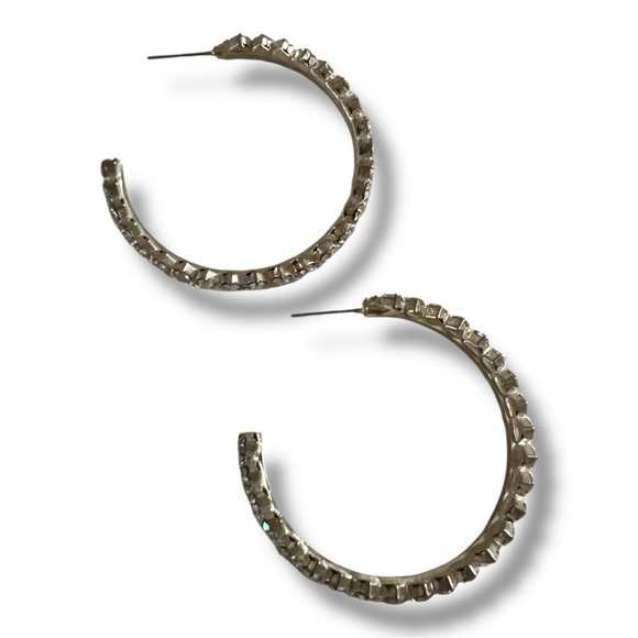 Sparkling Gold Rhinestone Hoop Earrings - Picture 2 of 6